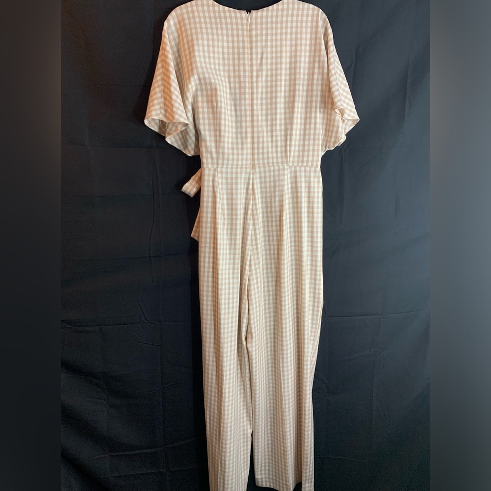 NWT Alex Marie Juliana Linen Wide Leg Jumper in Sand Gingham Print, size 12 - Picture 13 of 13